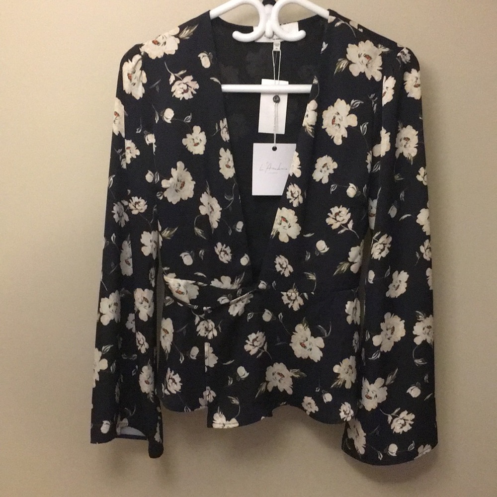 L’Academie Deep V Wrap Blouse